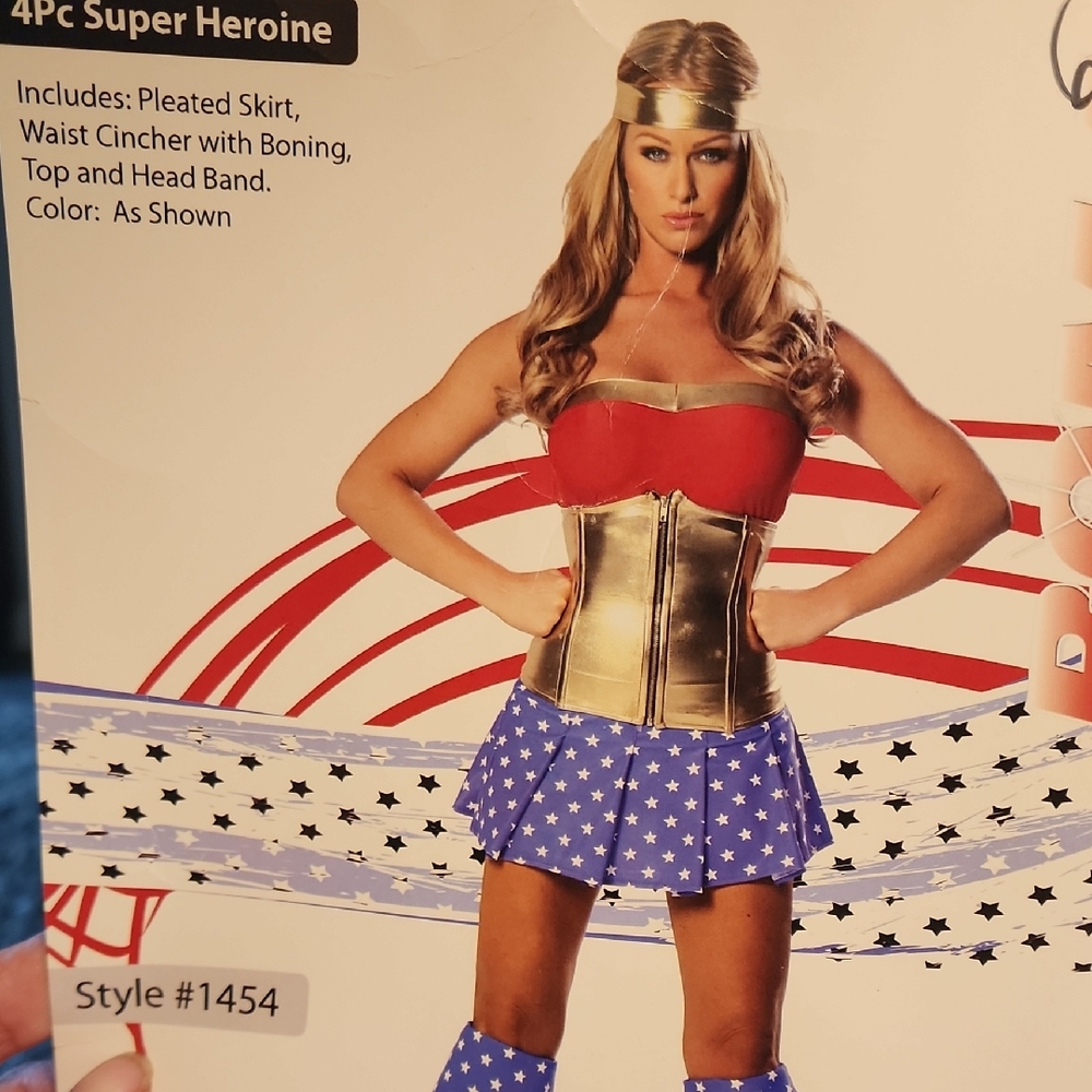 Super Heroine Costume Set - Red, Gold, and Blue